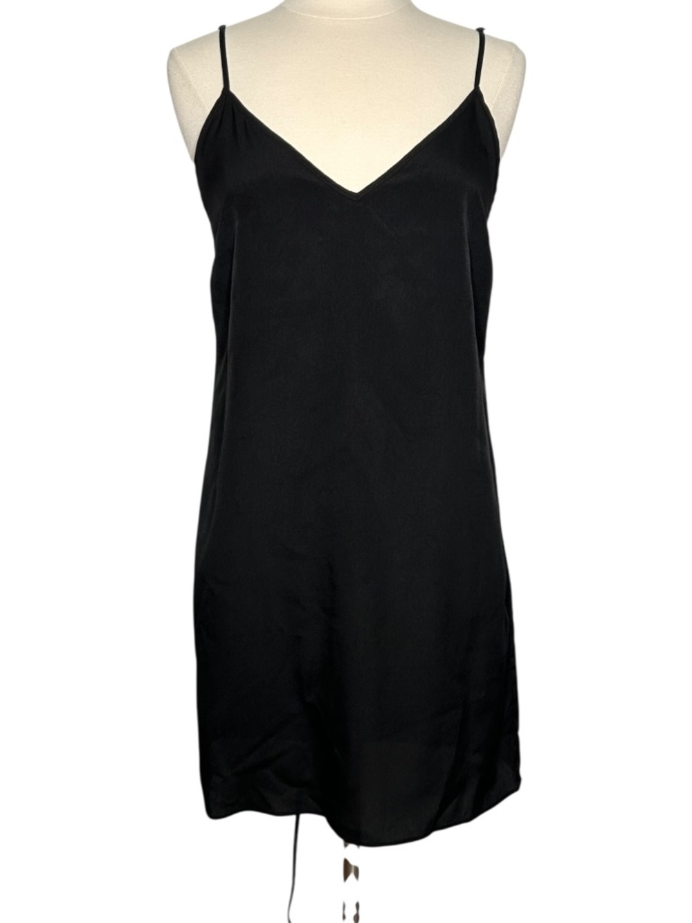 Sandro Black Viscose Slip Dress Minimalist V Neck Mini Size 40/8 - Picture 2 of 12